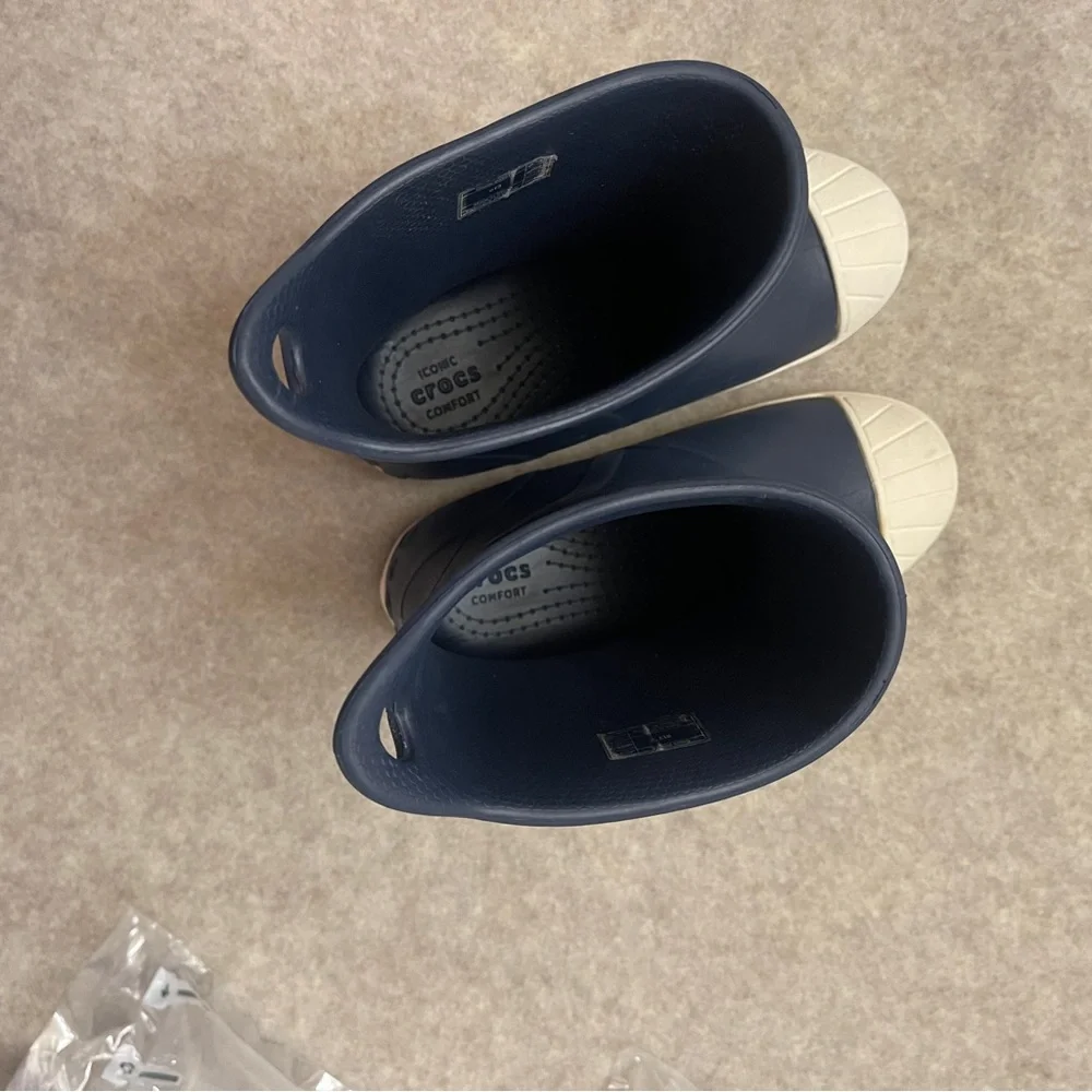 CROCS Navy Blue Toddle Little Boy Rubber Rain Boots Size 13